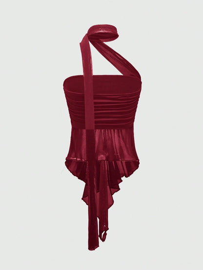 Goth Y2K Ruched Bandeau Top