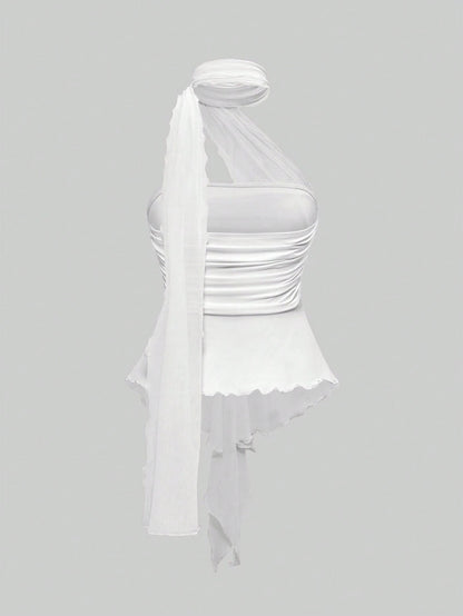 Goth Y2K Ruched Bandeau Top