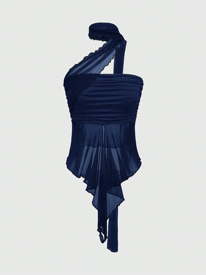 Goth Y2K Ruched Bandeau Top