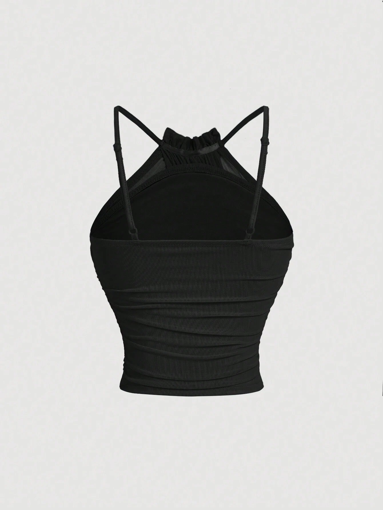 Mesh Ruched Spaghetti Strap Crop Top