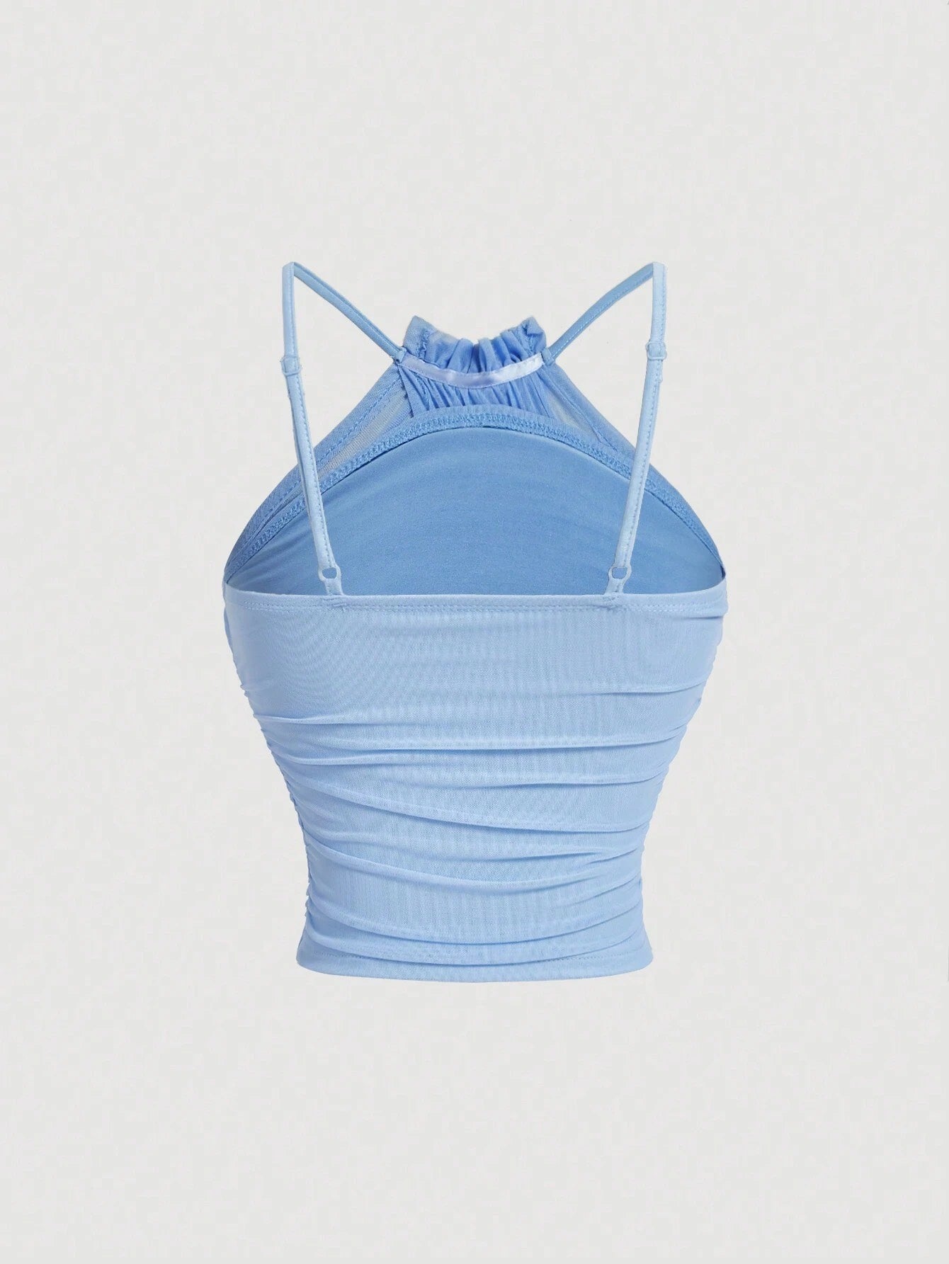 Mesh Ruched Spaghetti Strap Crop Top