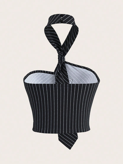 Striped Asymmetrical Halter Cami