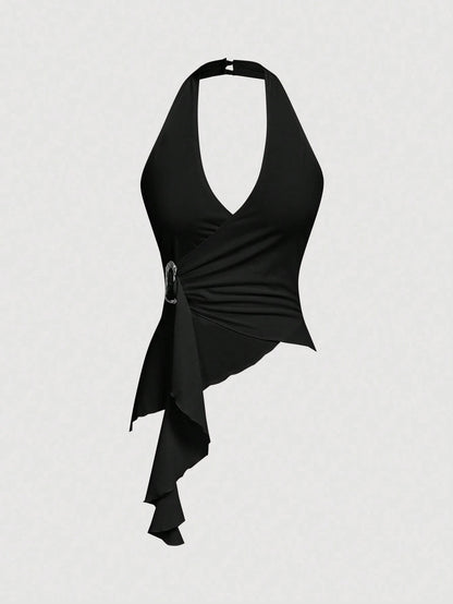 Halter Neck Tie-Up Tank Top
