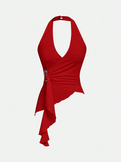 Halter Neck Tie-Up Tank Top