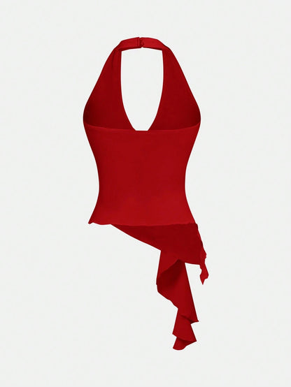 Halter Neck Tie-Up Tank Top