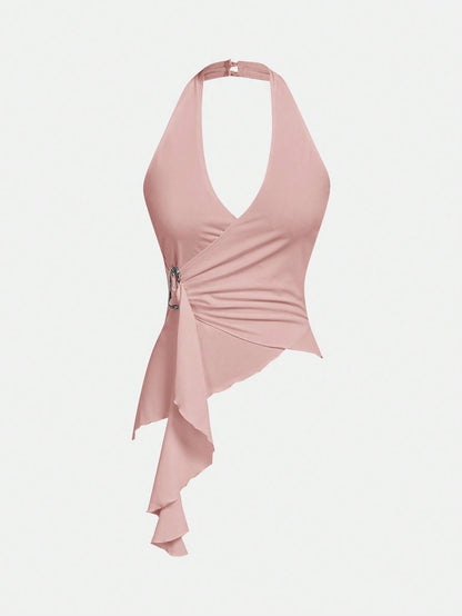 Halter Neck Tie-Up Tank Top
