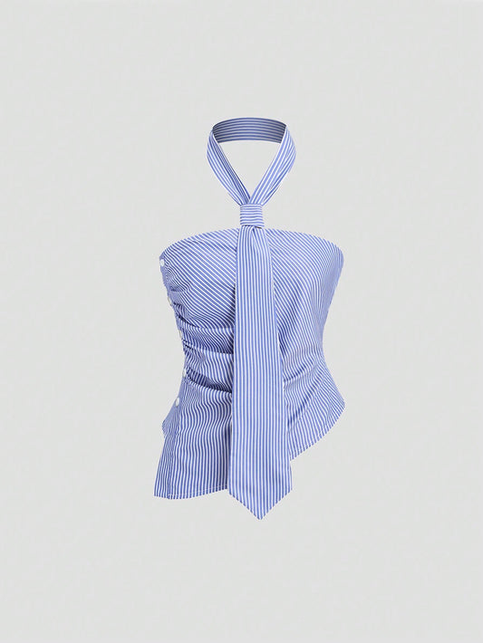 Striped Halter Neck Tank