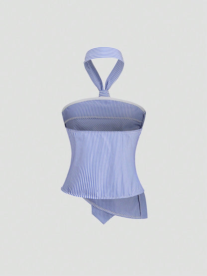 Striped Halter Neck Tank