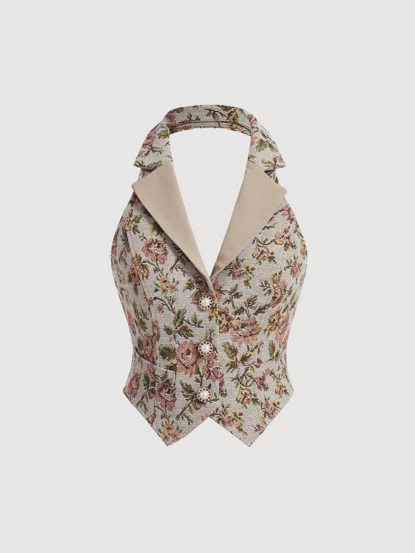 Floral Button-Front Halter