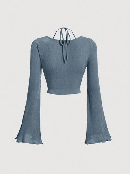 Tie-Back Ruched Halter Top