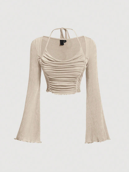 Tie-Back Ruched Halter Top