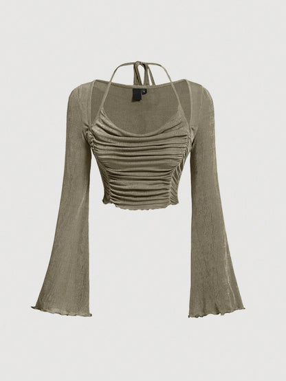 Tie-Back Ruched Halter Top