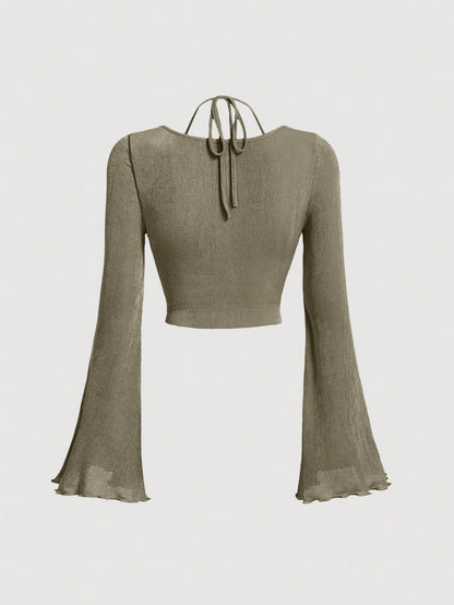 Tie-Back Ruched Halter Top