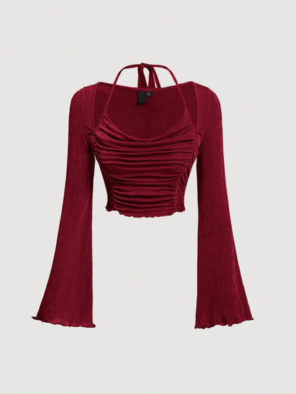 Tie-Back Ruched Halter Top