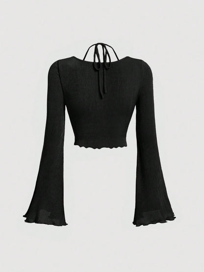 Tie-Back Ruched Halter Top