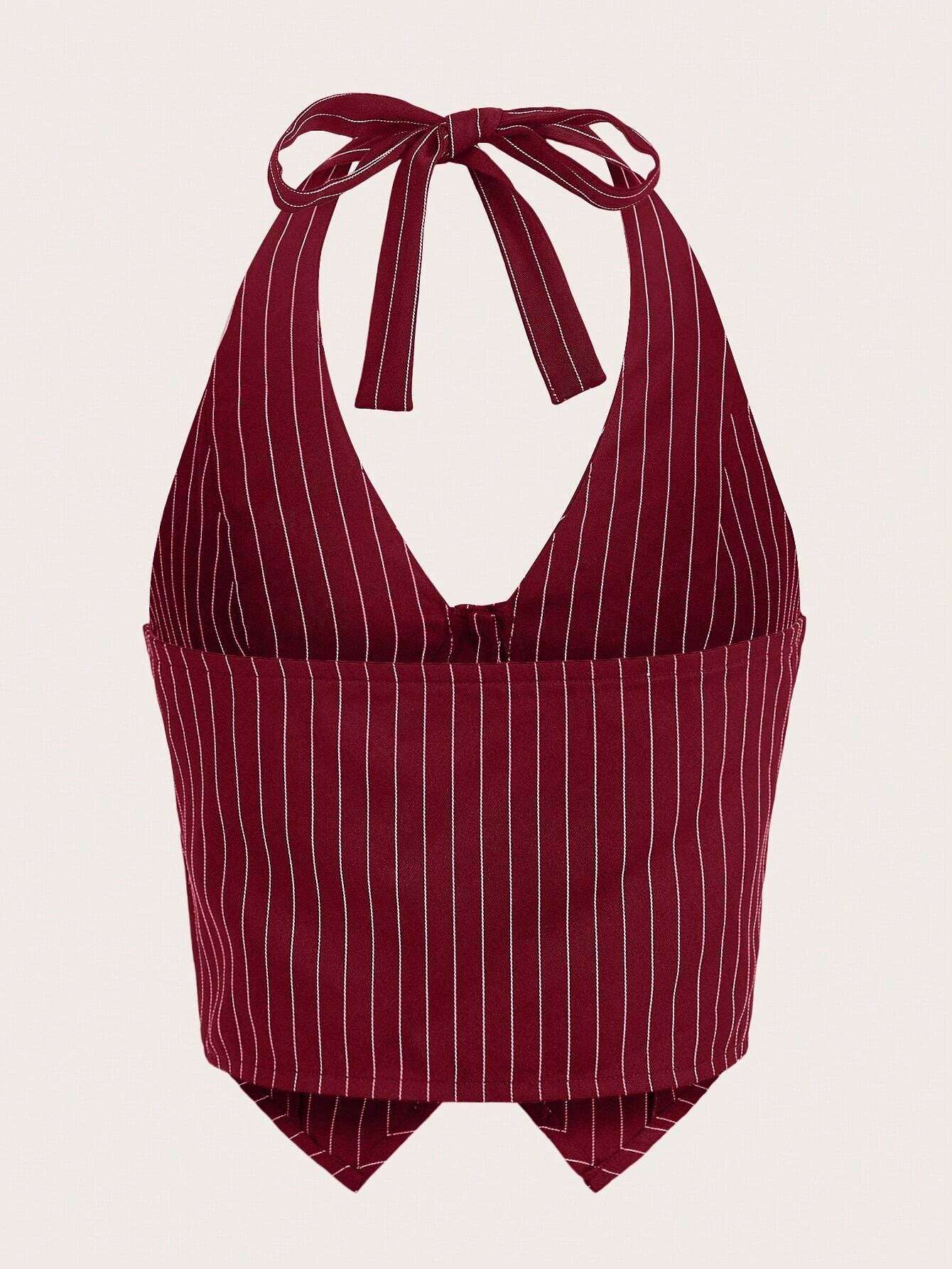 Striped Button-Front Halter
