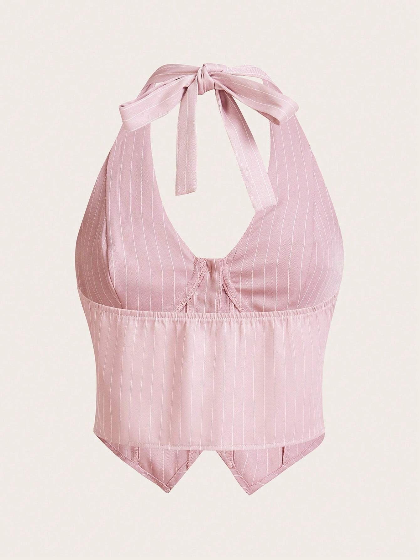 Striped Button-Front Halter