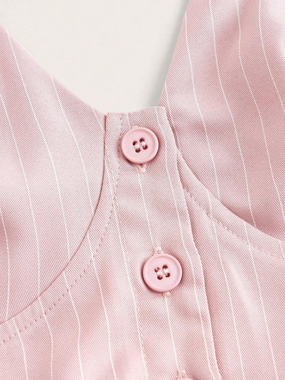 Striped Button-Front Halter