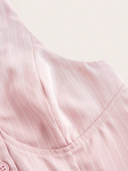 Striped Button-Front Halter