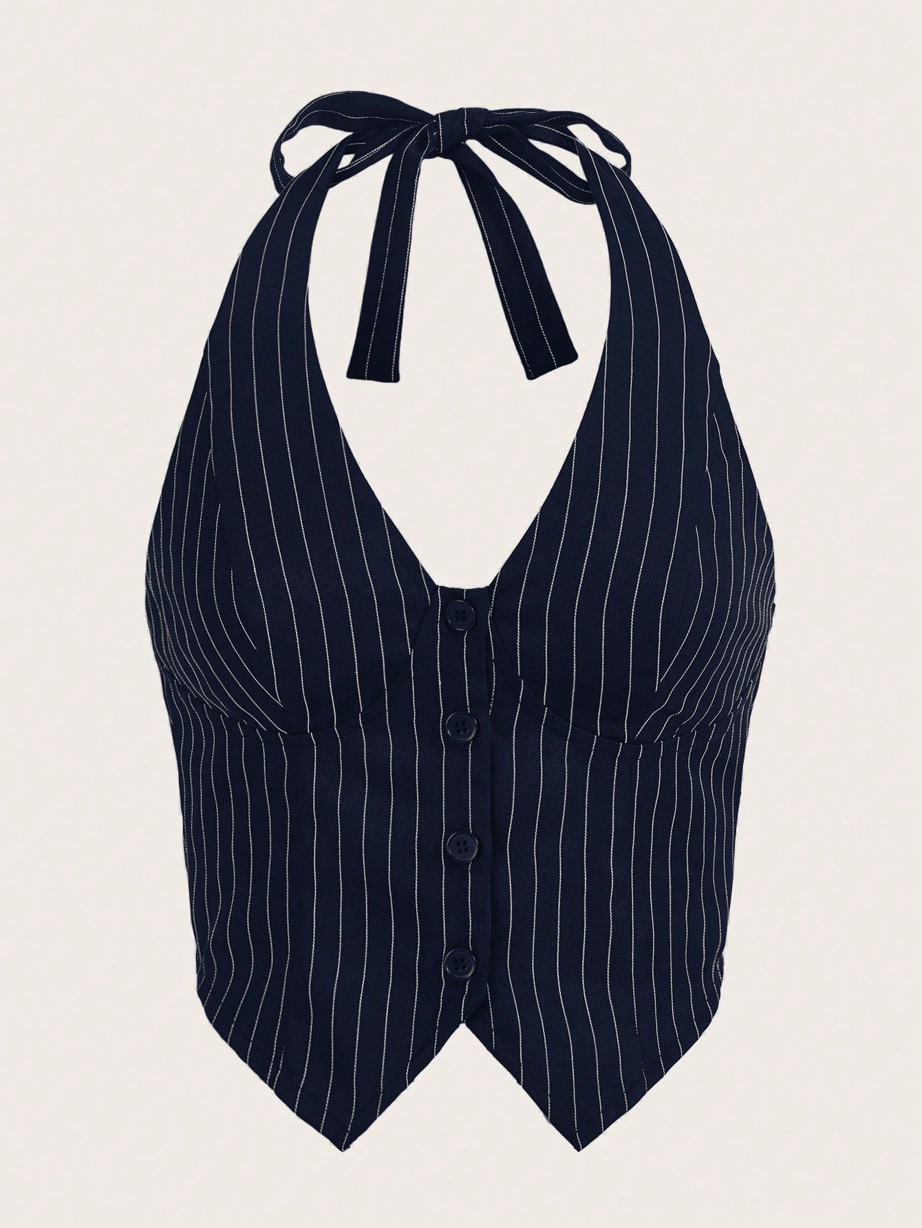 Striped Button-Front Halter