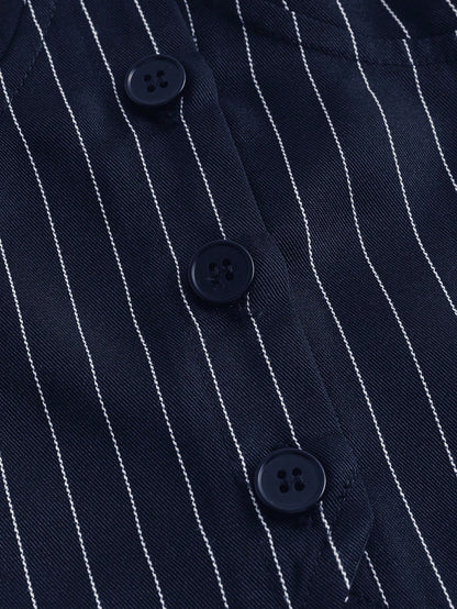 Striped Button-Front Halter