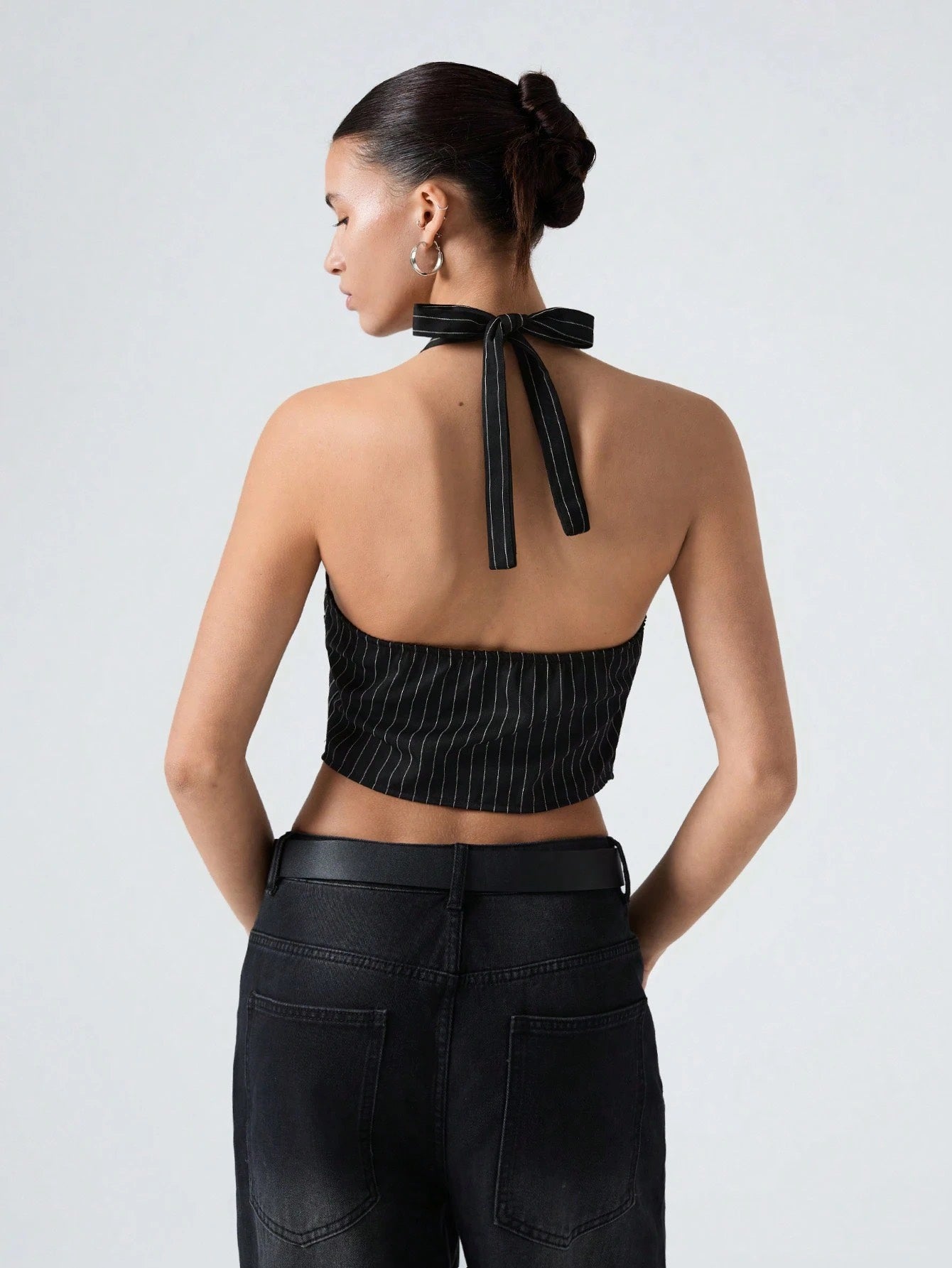 Striped Button-Front Halter