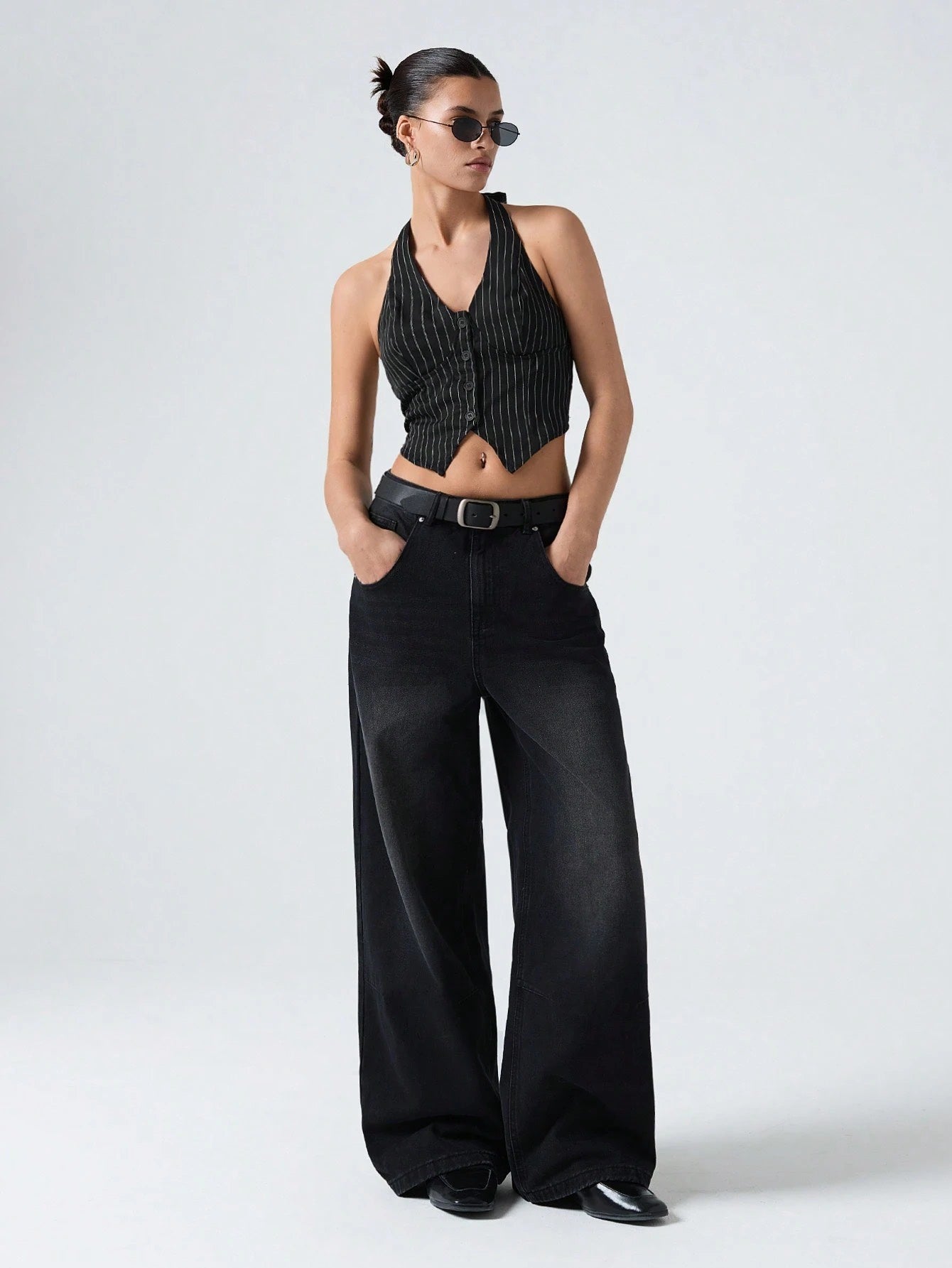 Striped Button-Front Halter