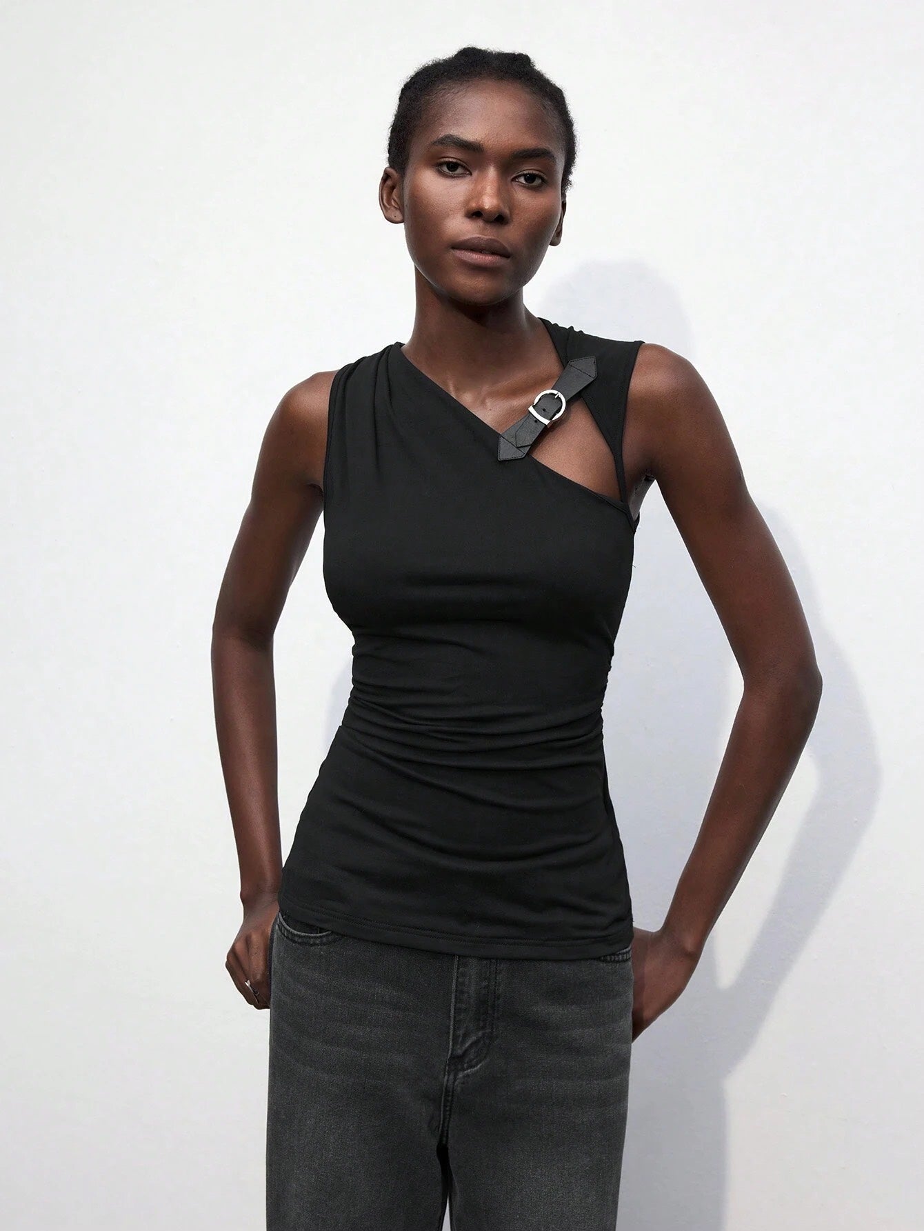Asymmetrical Cut-Out Halter Top