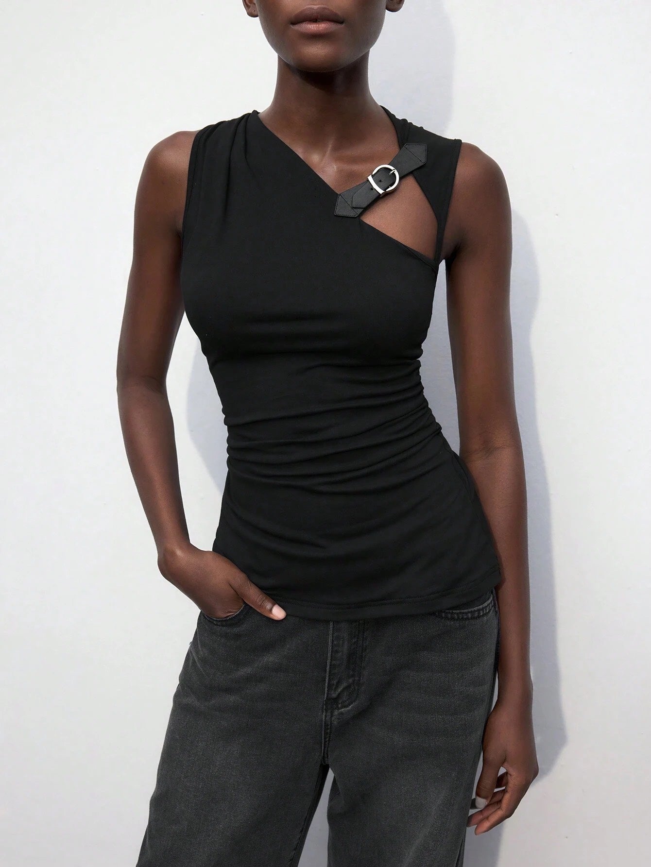 Asymmetrical Cut-Out Halter Top