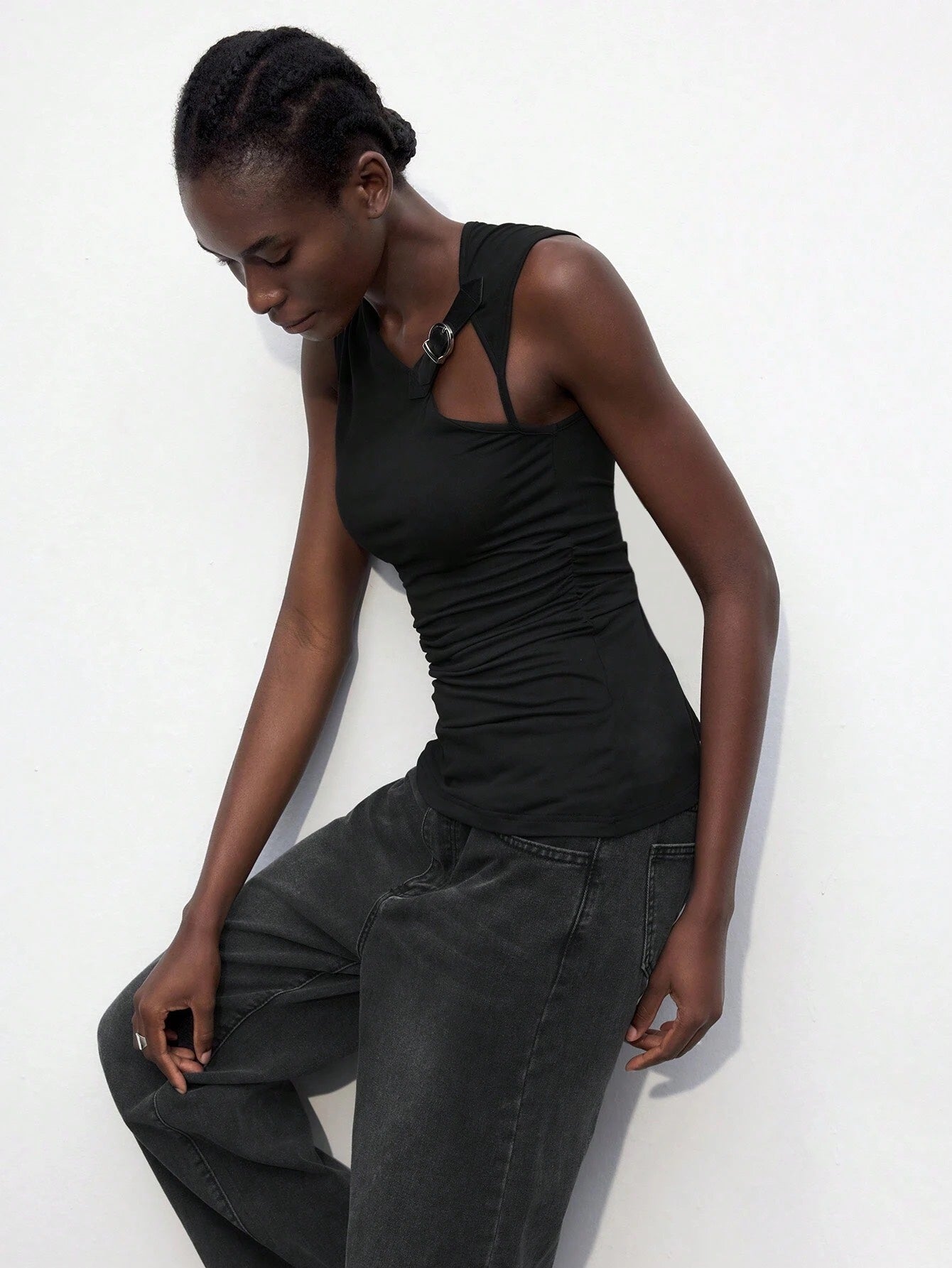 Asymmetrical Cut-Out Halter Top