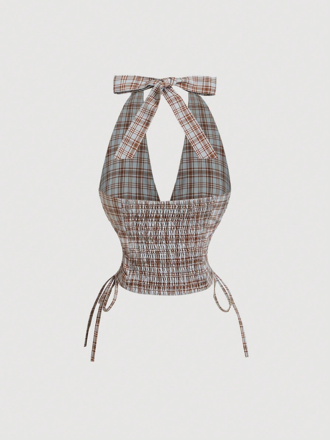 Plaid Halter Neck Crop Top