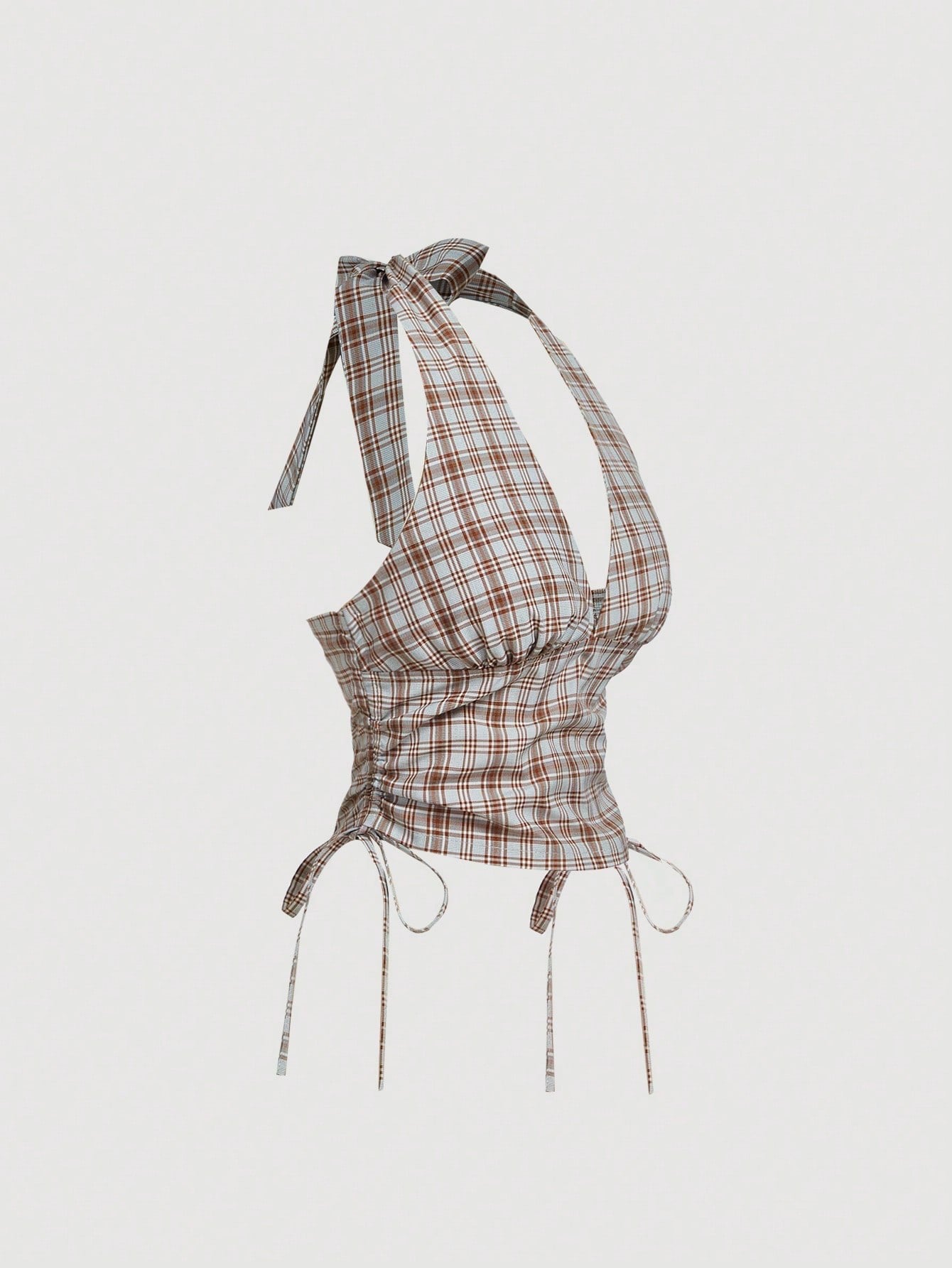 Plaid Halter Neck Crop Top