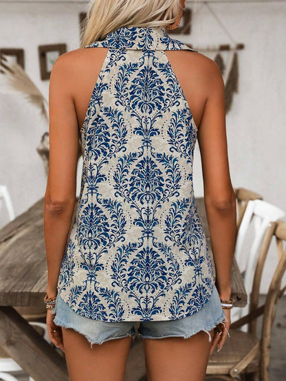 Summer Floral Sleeveless Shirt