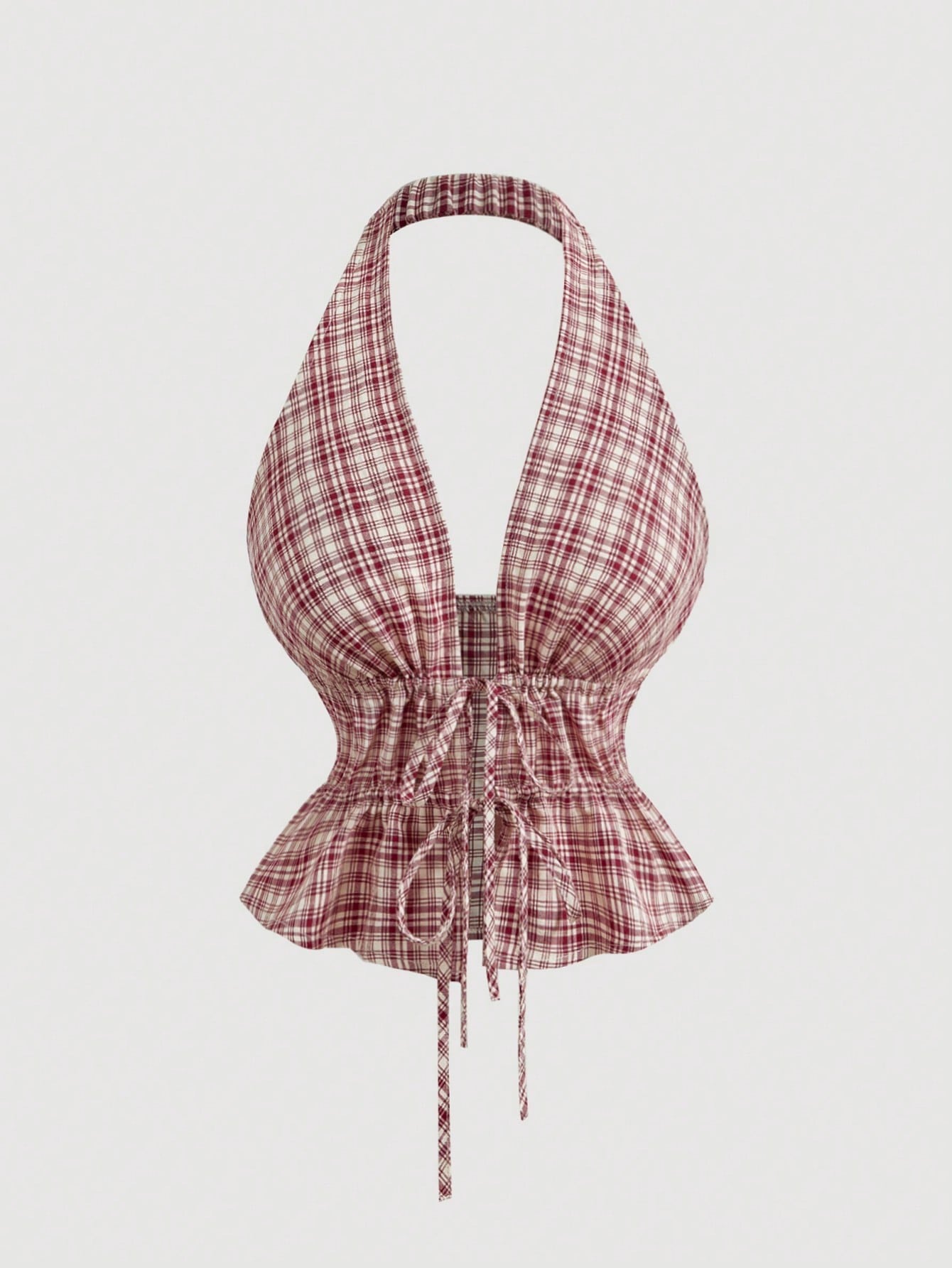Red & White Plaid Halter Top