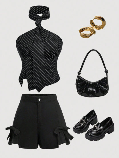 Leopard Halter Neck Slit Top
