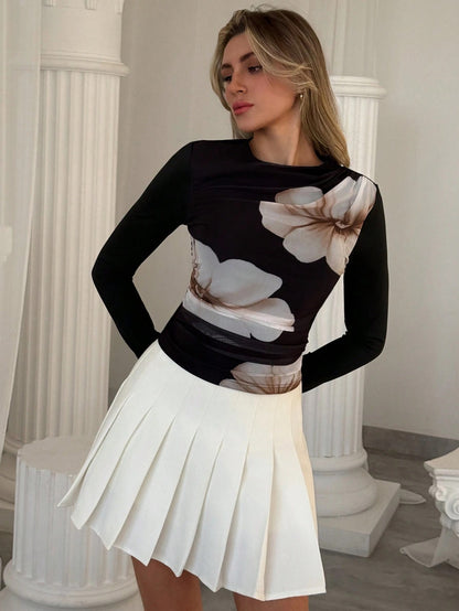 Floral Mesh Long Sleeve T-Shirt