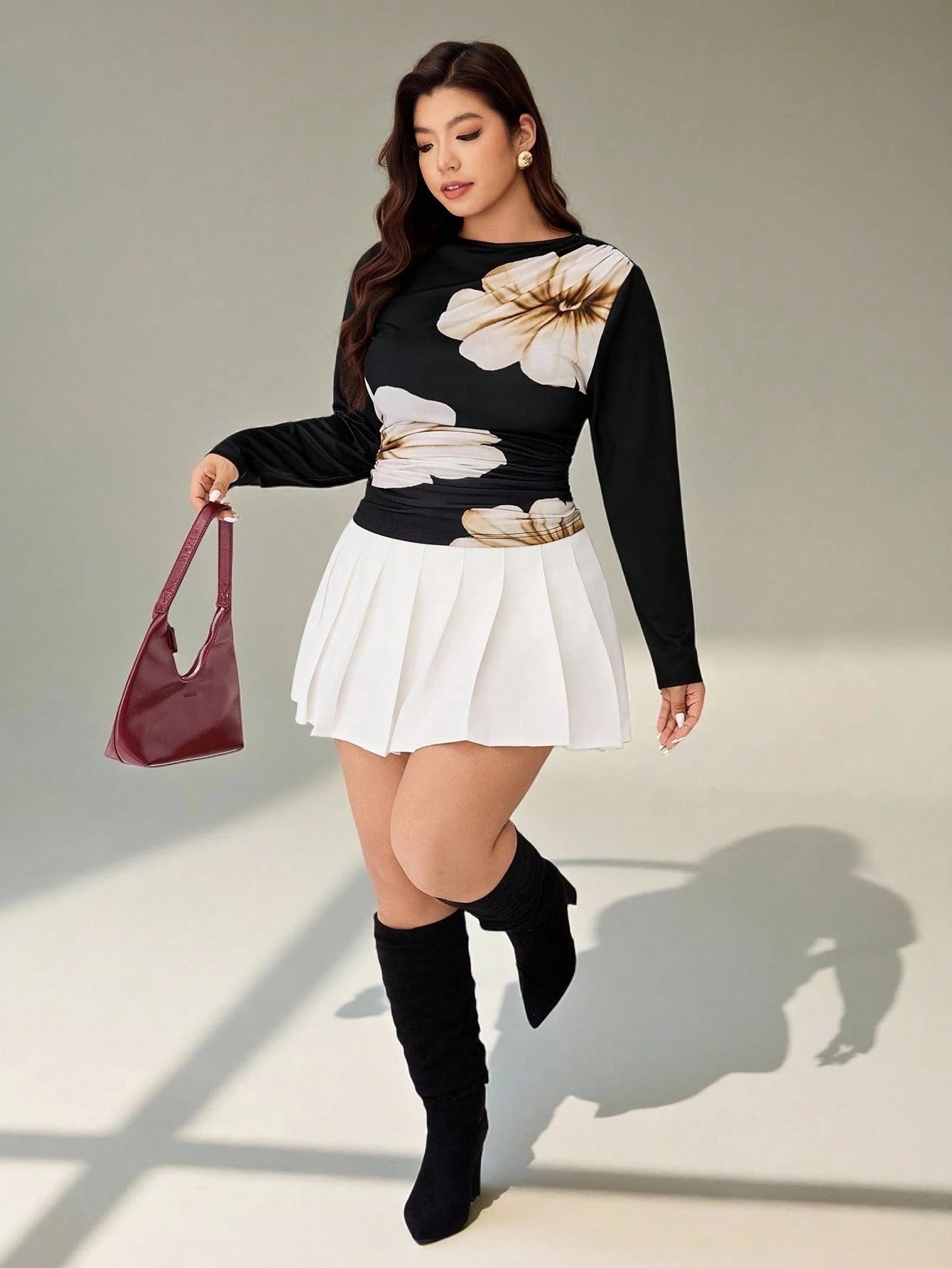 Floral Mesh Long Sleeve T-Shirt