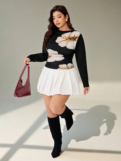 Floral Mesh Long Sleeve T-Shirt