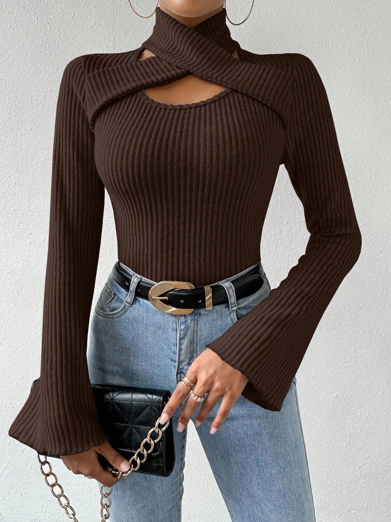 Criss-Cross Ribbed Long Sleeve