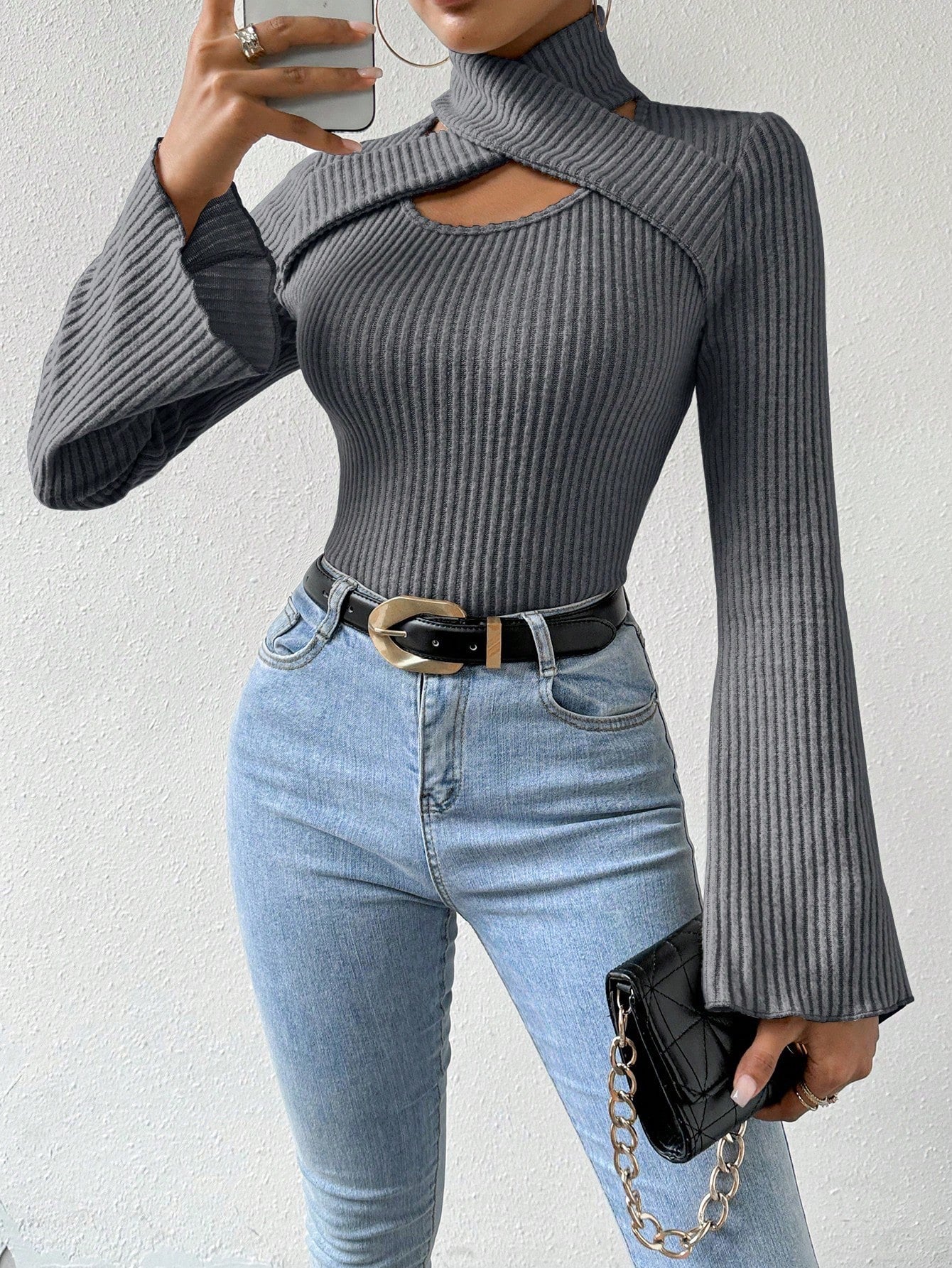 Criss-Cross Ribbed Long Sleeve