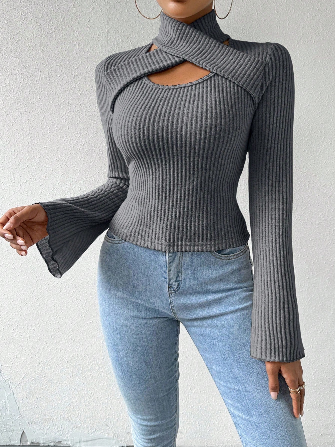 Criss-Cross Ribbed Long Sleeve