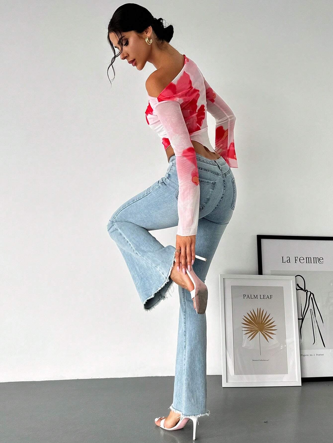 Tie-Dye Open Shoulder Crop
