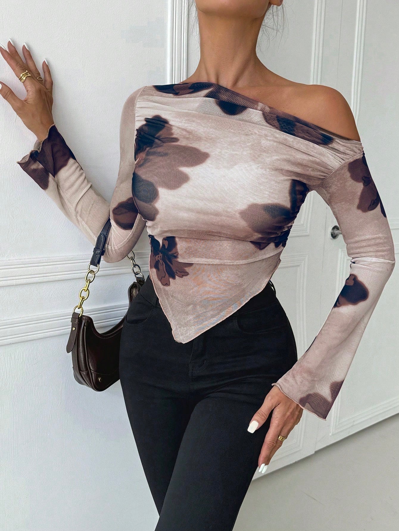 Tie-Dye Open Shoulder Crop