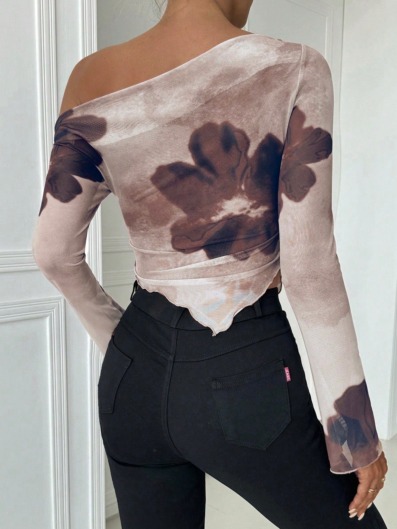 Tie-Dye Open Shoulder Crop