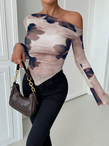 Tie-Dye Open Shoulder Crop