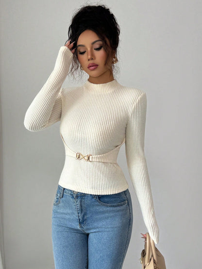 Ribbed Top with Waist Chain