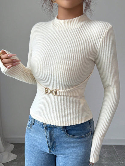 Ribbed Top with Waist Chain