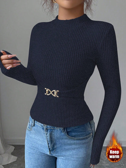 Ribbed Top with Waist Chain
