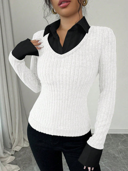 College-Style Polo 2-in-1 Top