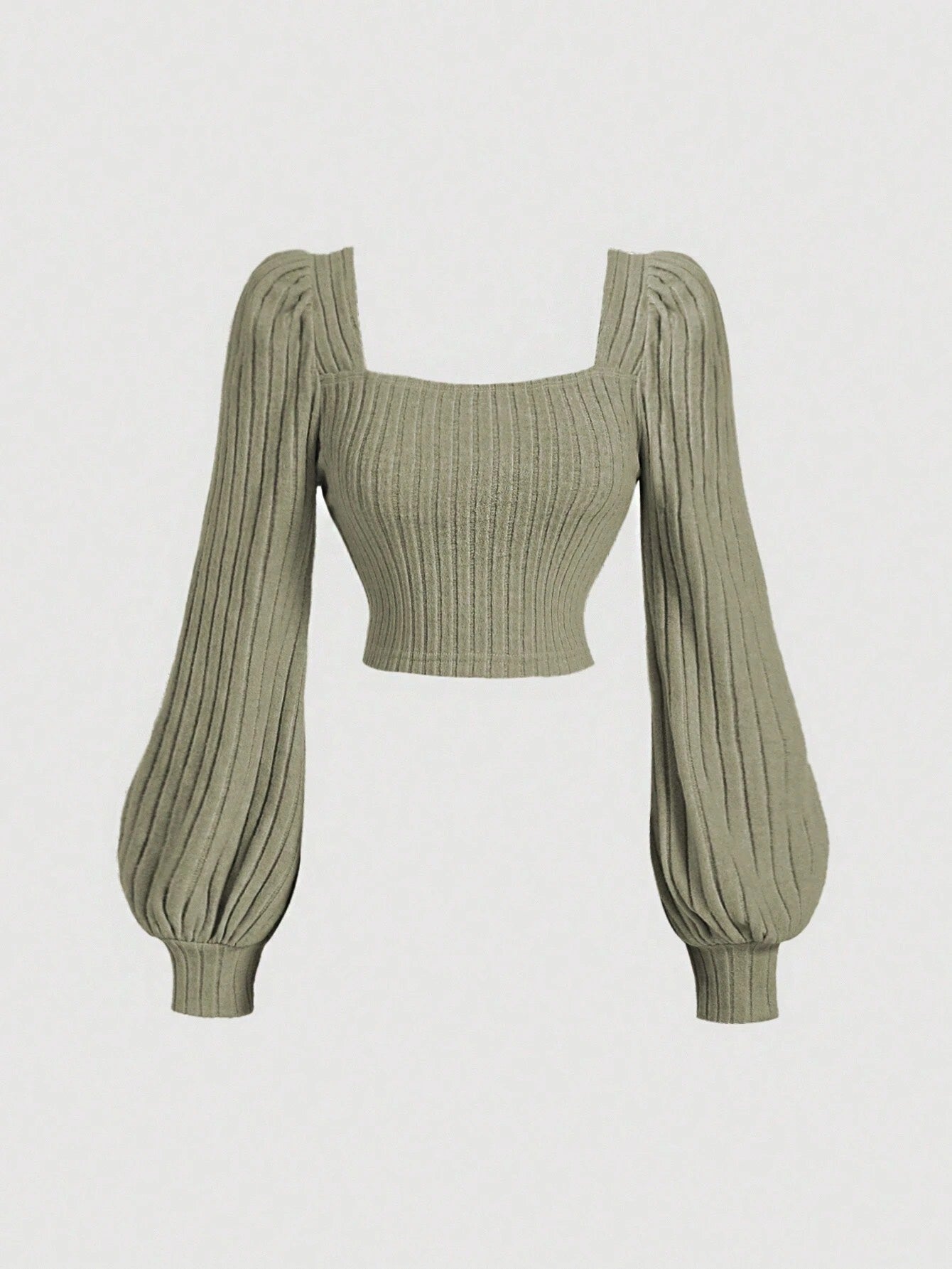 Square Neck Puff Sleeve Crop